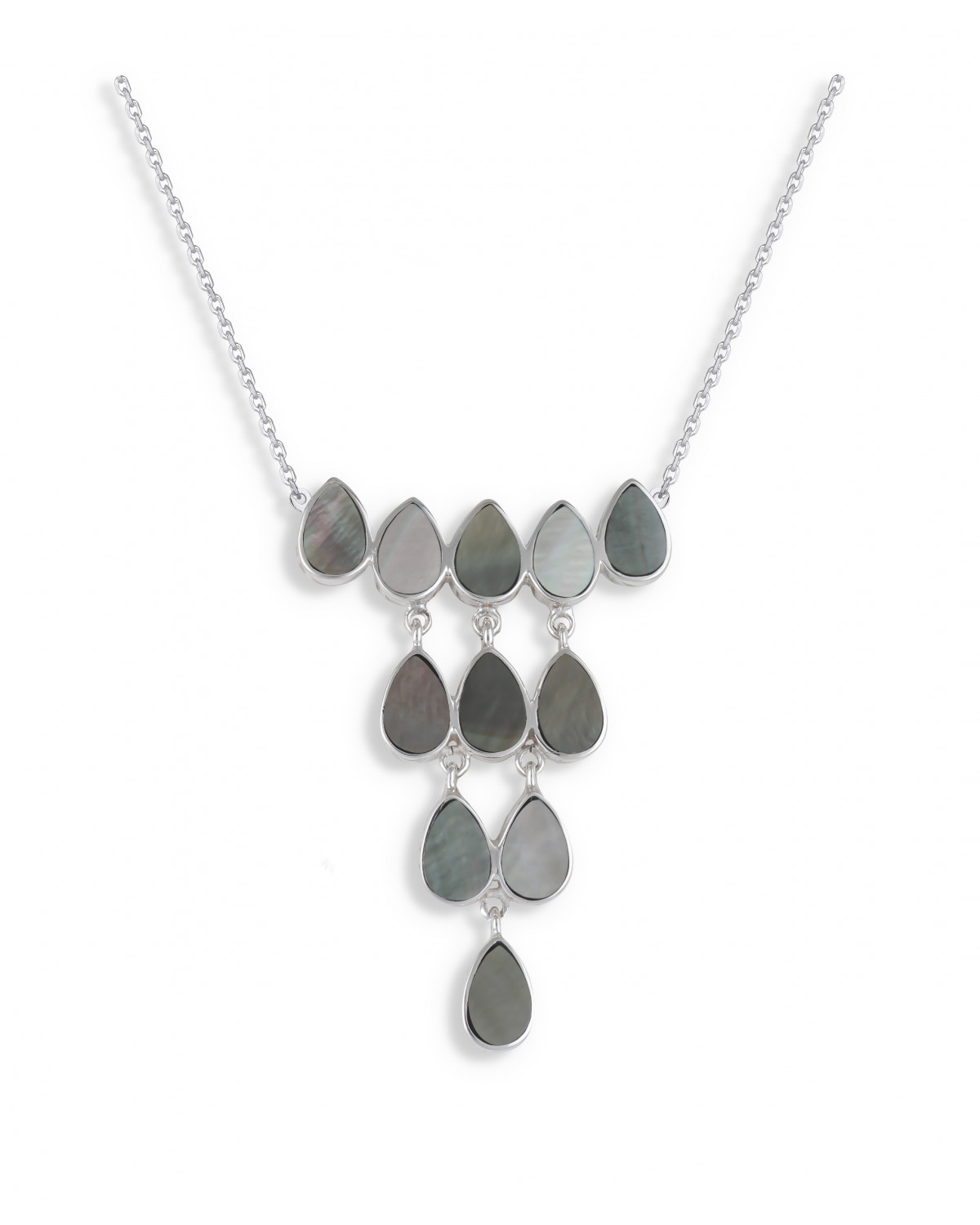 925 Sterling Silver Grey Mother-of-pearl Necklace
