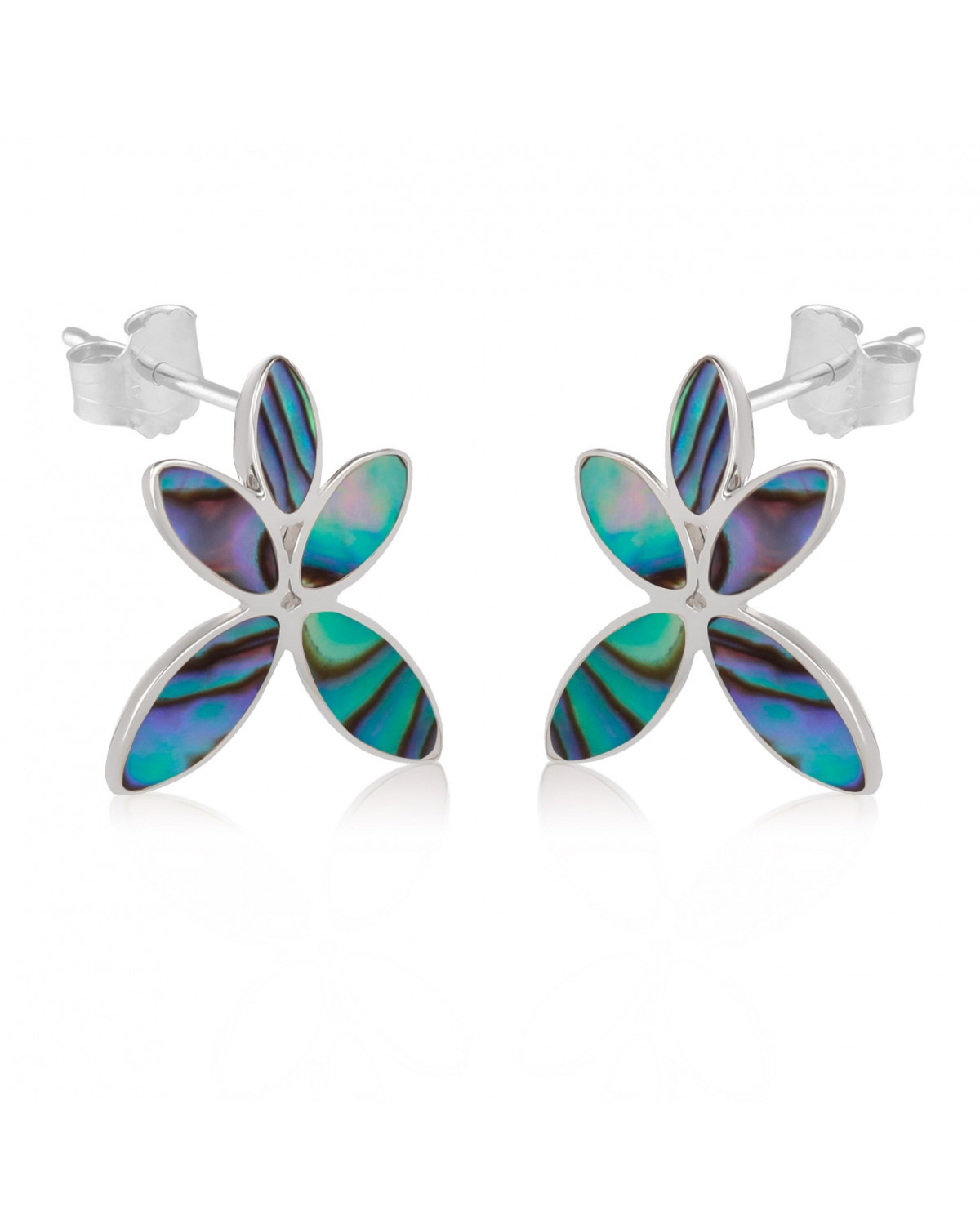 925 Sterling Silver Abalone Mother-of-pearl Flower Earrings