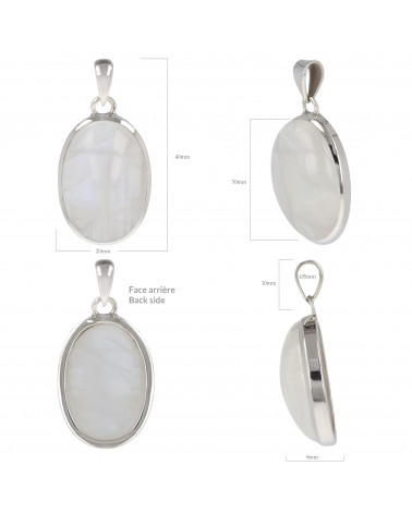 Gift Idea -Moonstone-Pendant -white- ovalshape -Women