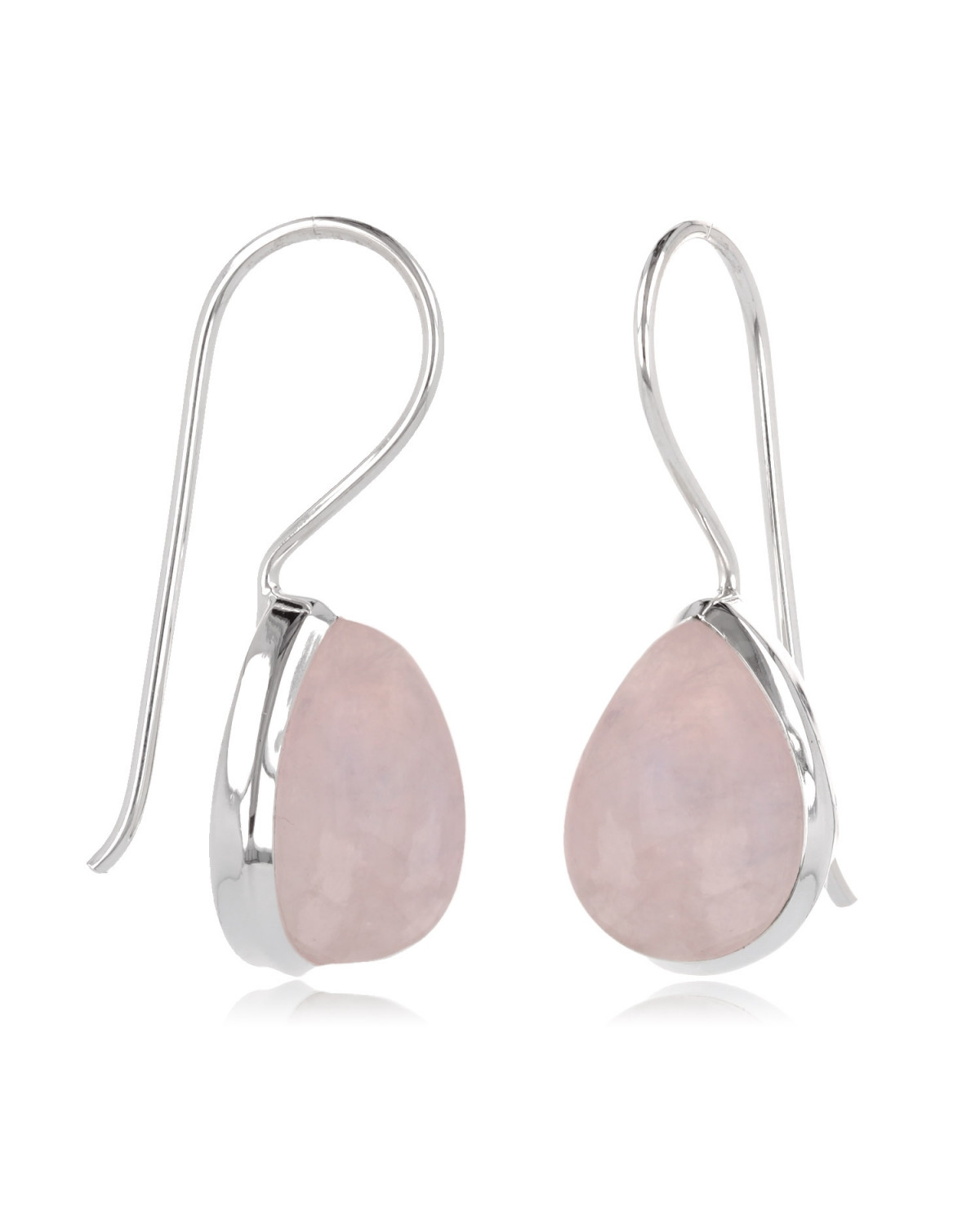 925 Sterling Silver Pink Quartz Pear Shape Earrings