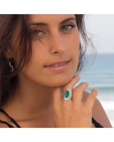 Gift Idea Mom-Ring- Turquoise Stone-Sterling Silver-Woman-Blue