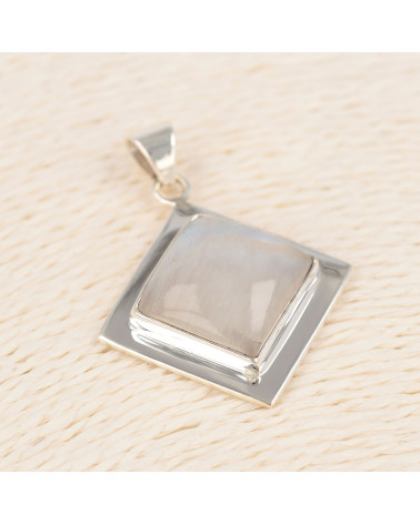 Personalized Gift Woman - Pendant - Moonstone-Square Shape - Sterling Silver - Woman