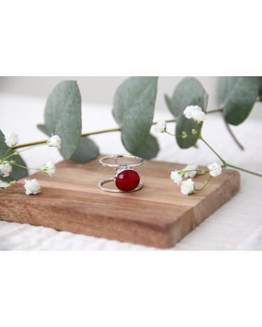 Gift Ideas Women's Jewelry-White coral  Ring-Sterling Silver-Round-Woman