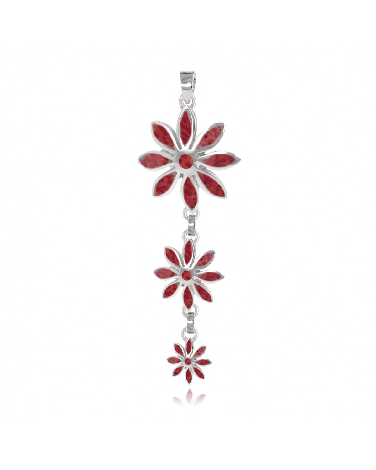 Pendentif Corail 3 fleurs Argent 925