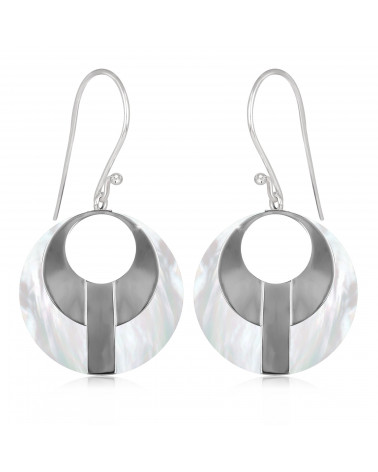 white Mother-of-pearl earrings and silver ethnic