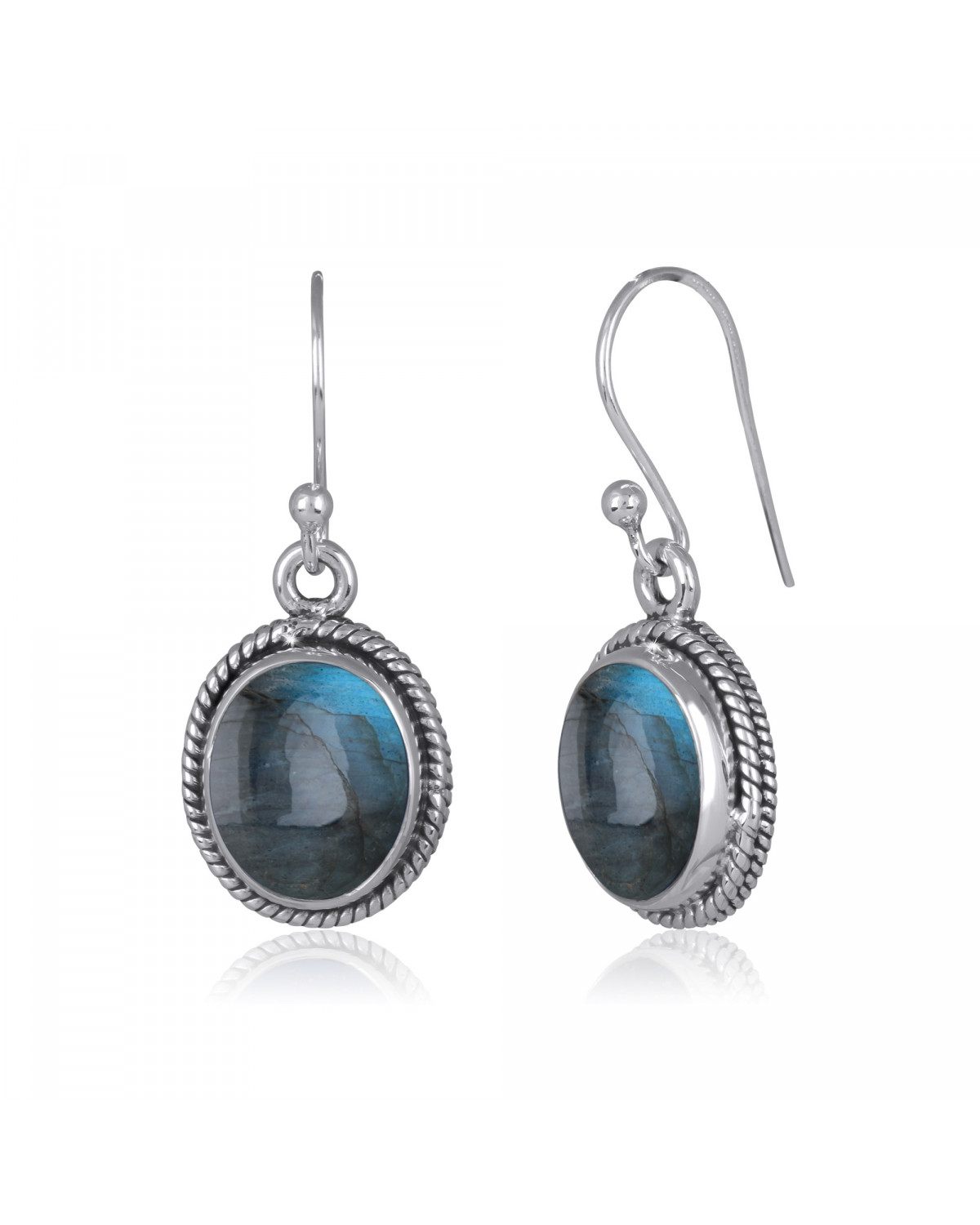 Boucles d'Oreilles en Labradorite Naturelle et Argent 925 - AURORA