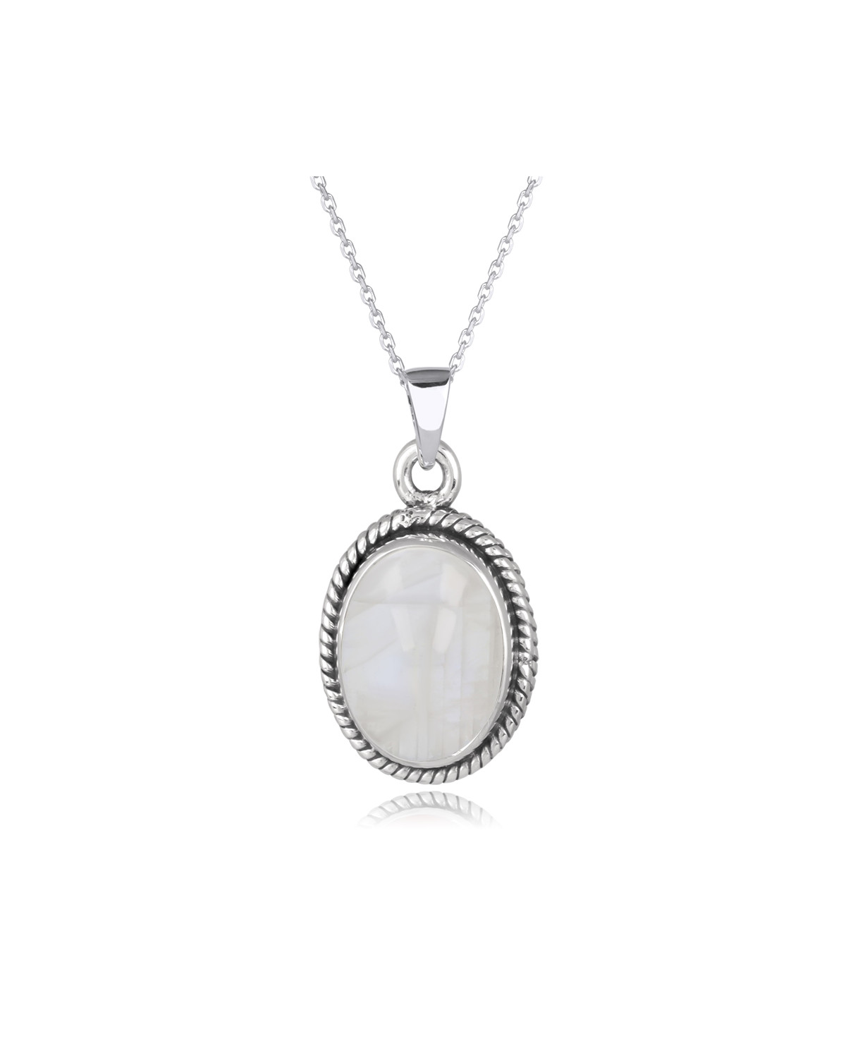 Pendentif en Pierre de Lune et Argent 925 - AURORA MOONSTONE