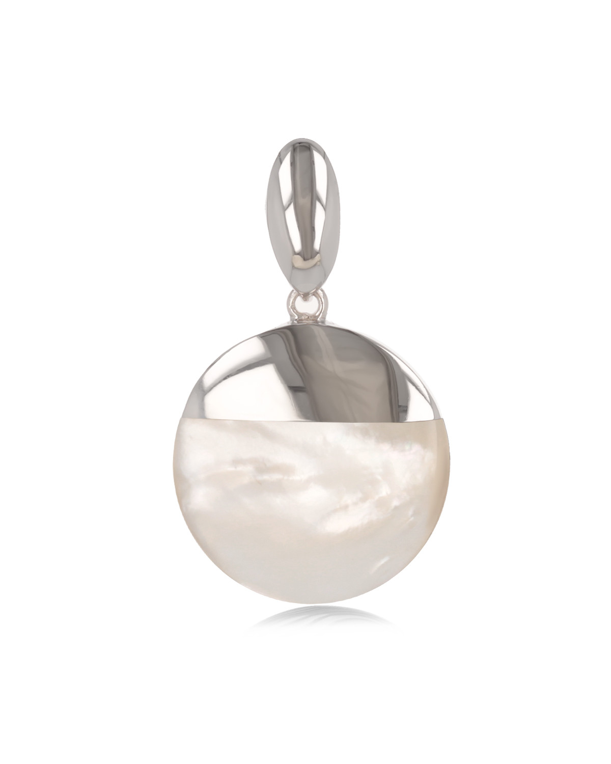 925 Sterling Silver White mother-of-pearl Round Shape Pendant