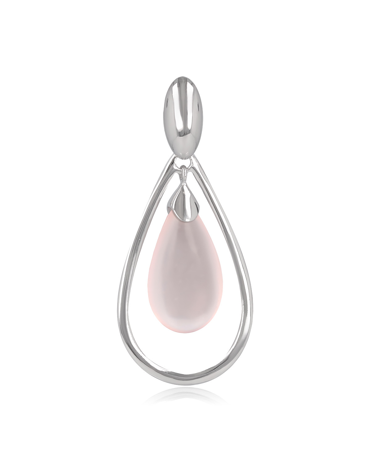 925 Sterling Silver Pink Quartz Drope Shape Pendant