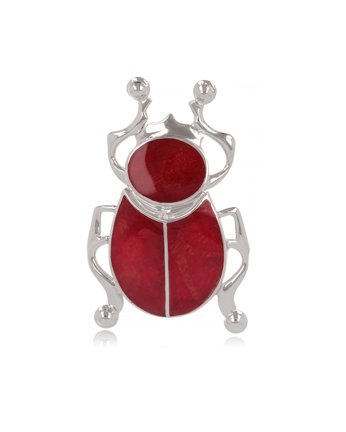 Pendentif figurine scarabée Corail Argent 925-000 rouge