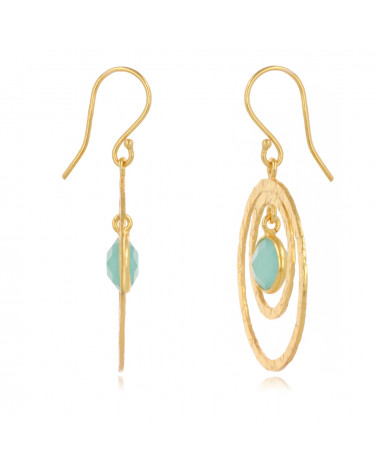 Creole calcedoine earrings, setting fine gold plated on 925 sterling silver