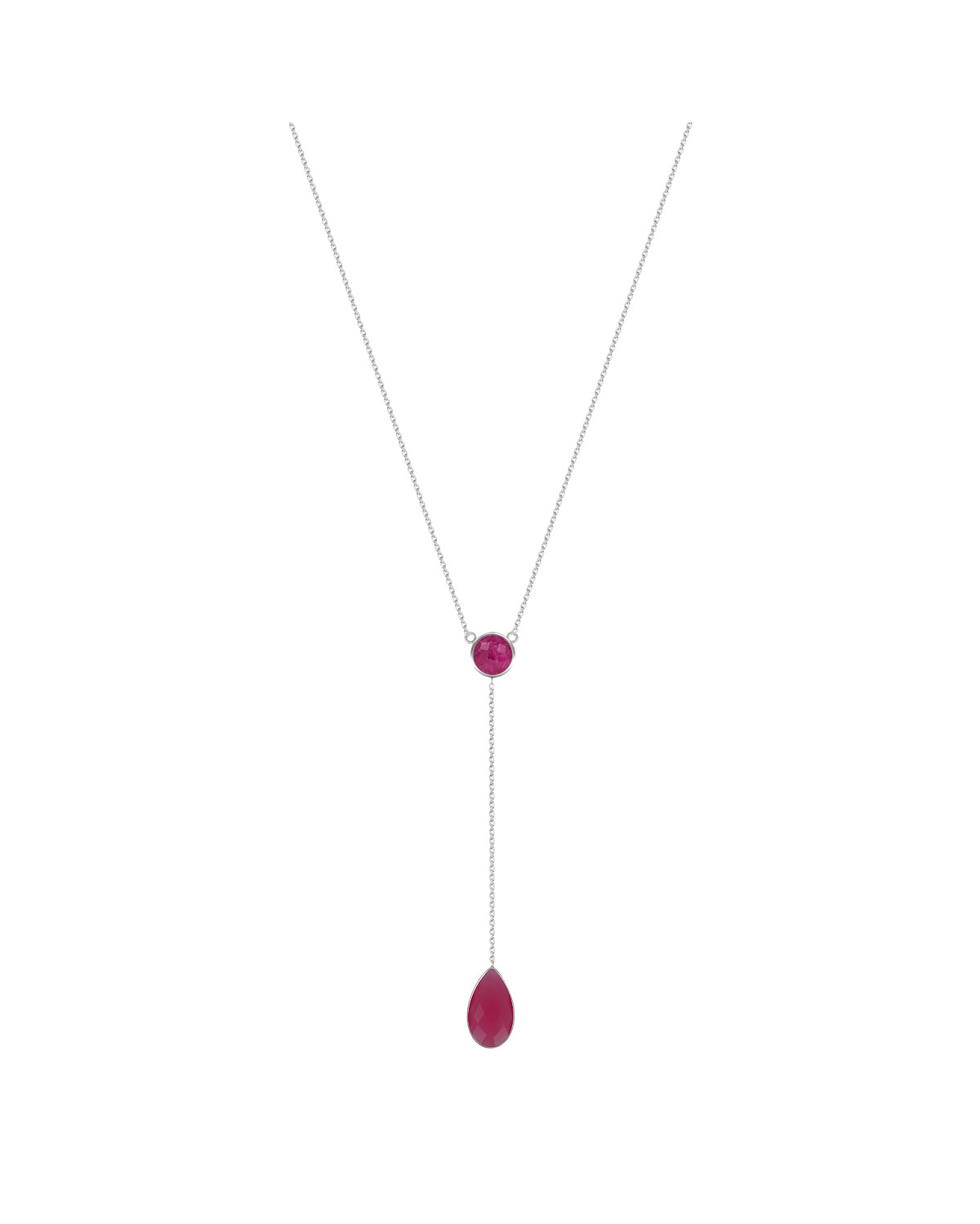 925 Sterling Silver ruby round shape Necklace