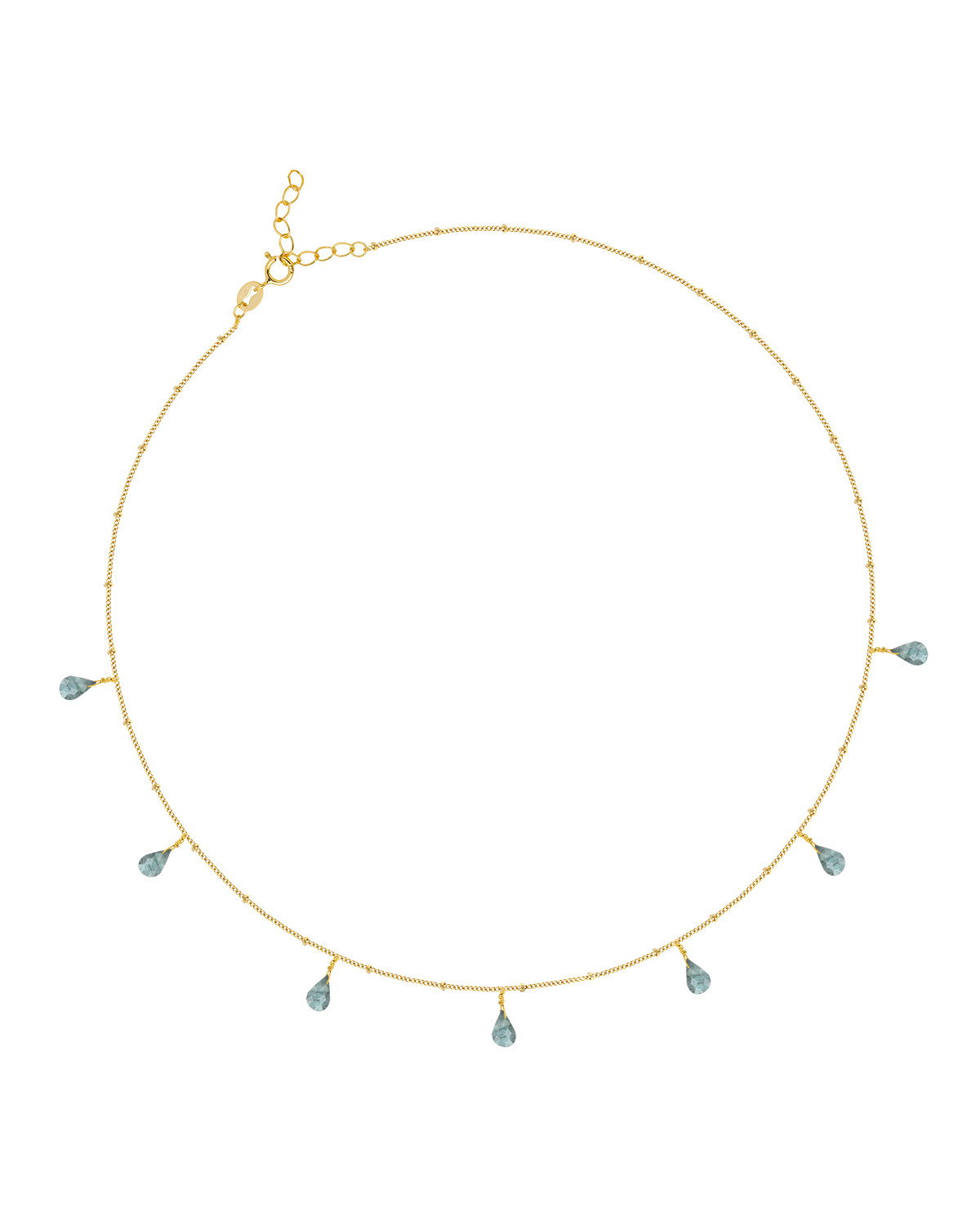 Collier Chaîne en Argent 925 Plaqué Or 18 Carats avec Gouttes de Labradorite Facettées - Aden