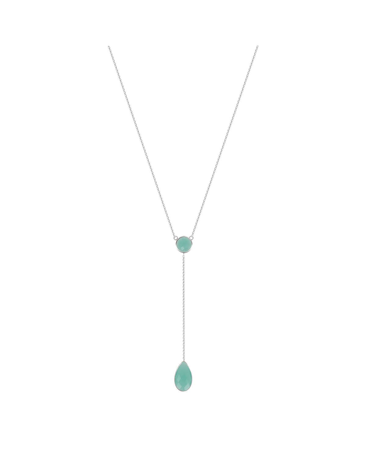 Collier Long avec pierres d'Amazonite sertie Argent