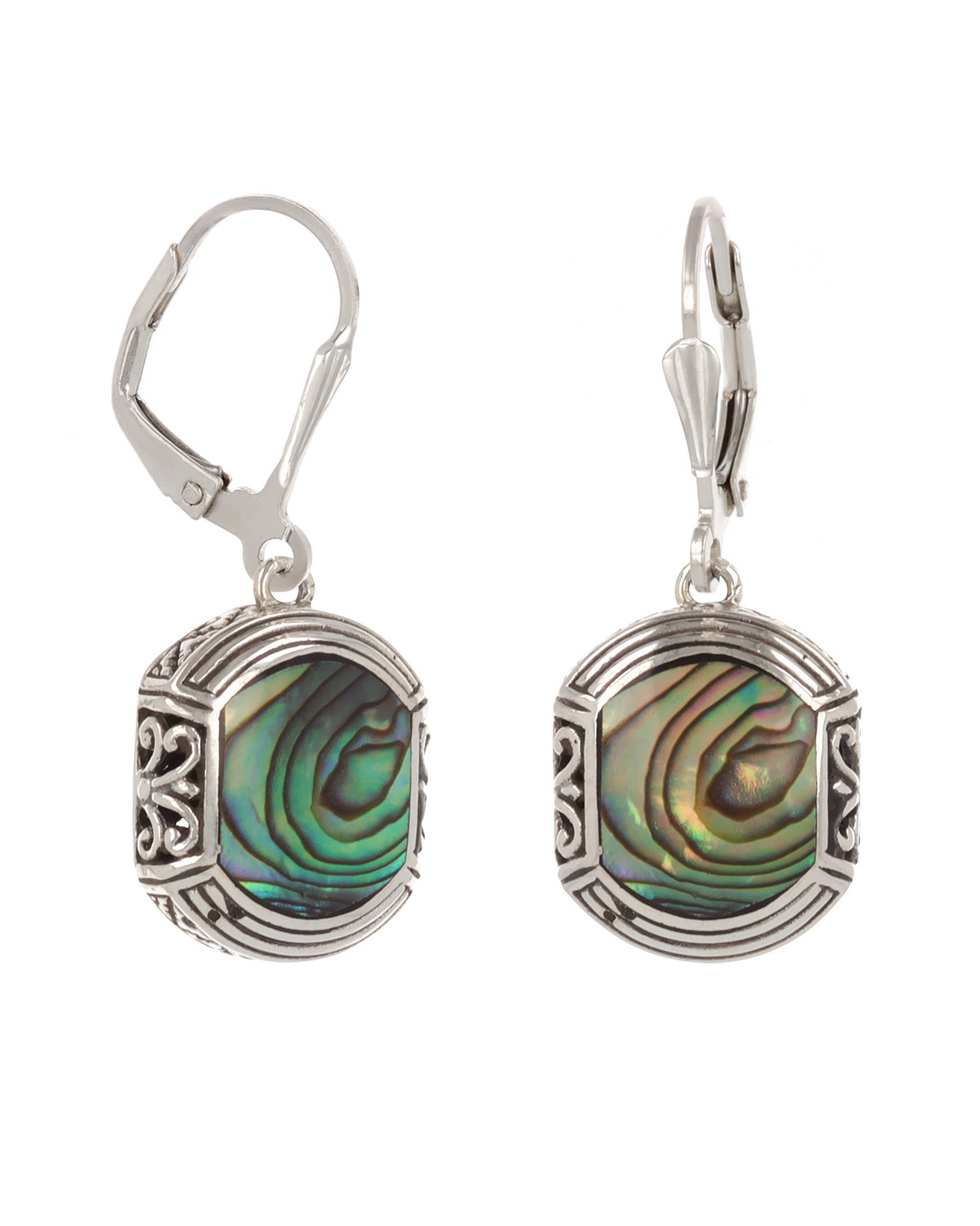 925 Sterling Silver Abalone Mother-of-pearl Ethnic Earrings