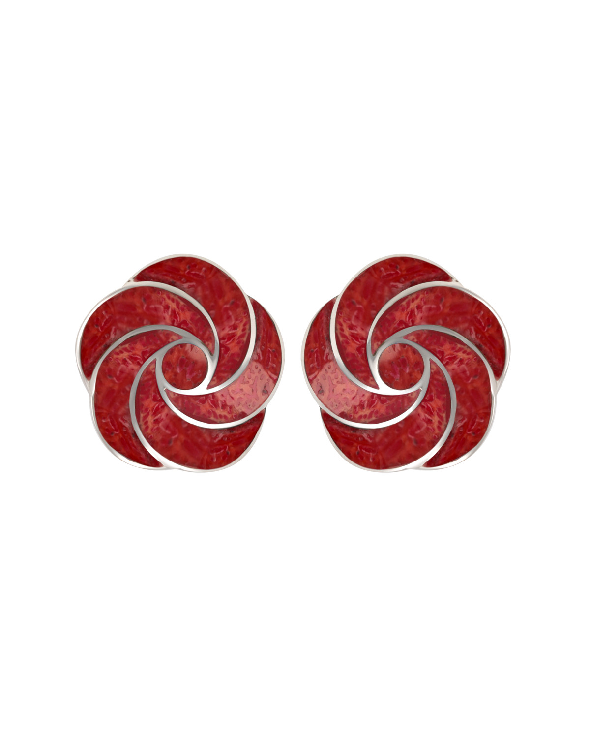 Boucles d'oreille Corail Fleur Spirale Argent 925