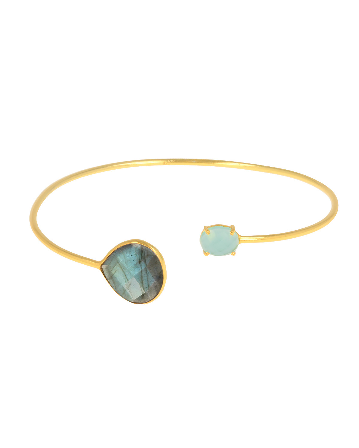 Gold Plated 925 Sterling Silver faceted labradorite and Amazonit Bracelet