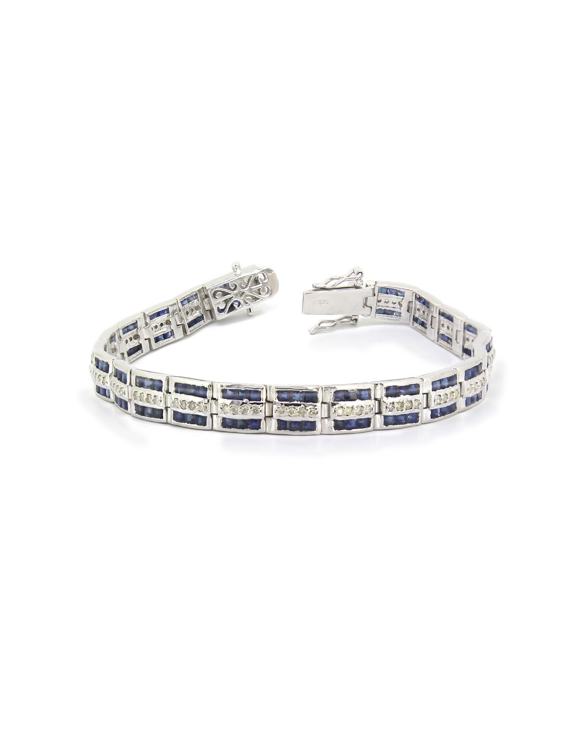 Bracelet Saphir et Diamants sur Argent 925
