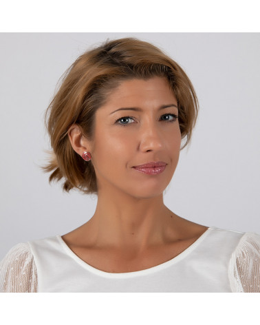 Boucles d'oreille Corail Fleur en Spirale et Argent