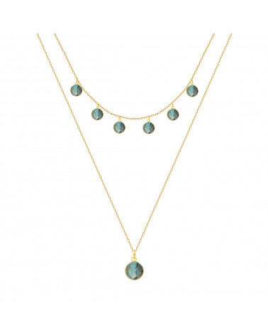 Moonstone double medallion necklace on gold plated