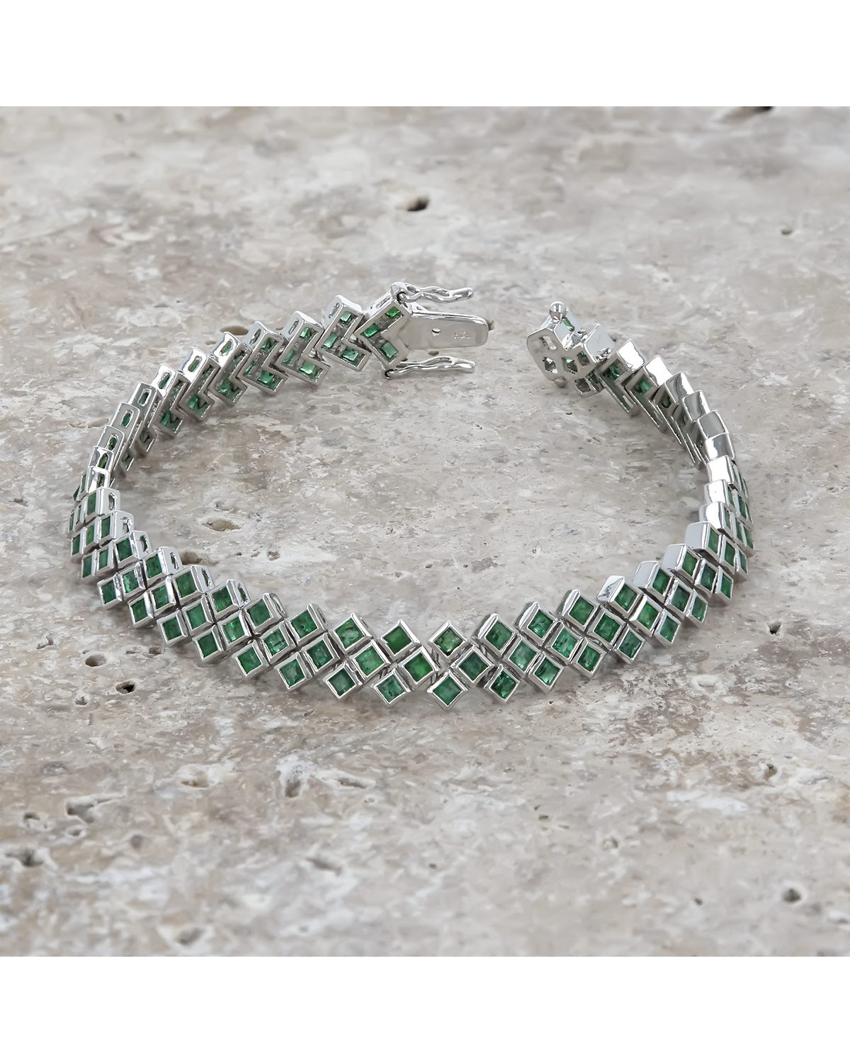 emerald bracelet 925 Sterling Silver Emerald Bracelet