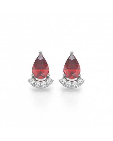 925 Silber Rubin Diamanten Ohrringe