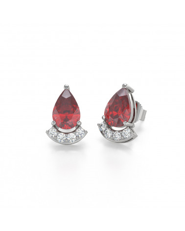925 Silber Rubin Diamanten Ohrringe