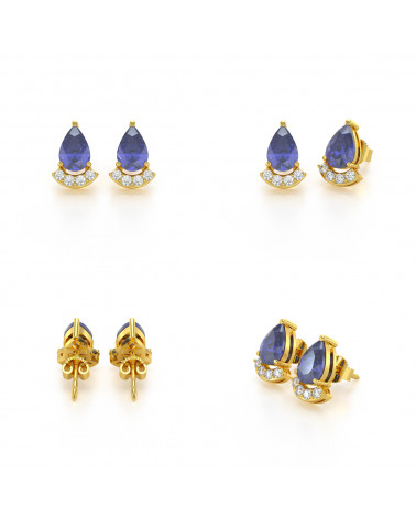 Gold Tanzanite Diamonds Earrings