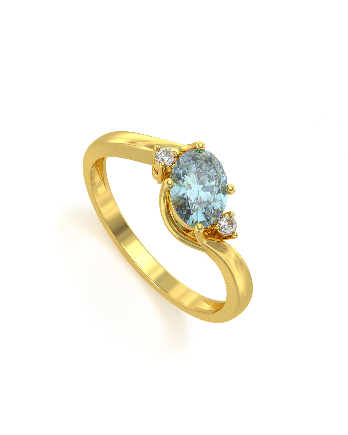 Gold Aquamarin Diamanten Ringe 1.58grs