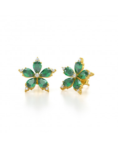 Gold Emerald Diamonds Earrings