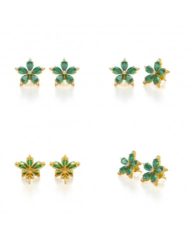 Gold Emerald Diamonds Earrings