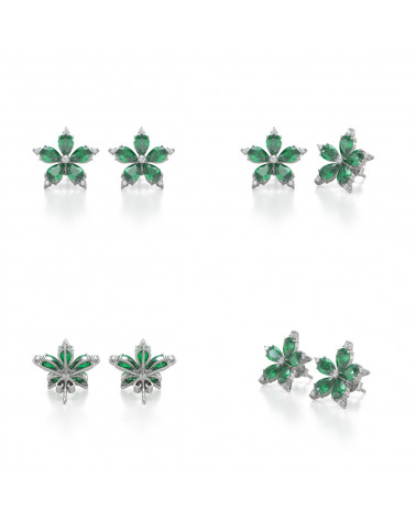 925 Silver Emerald Diamonds Earrings