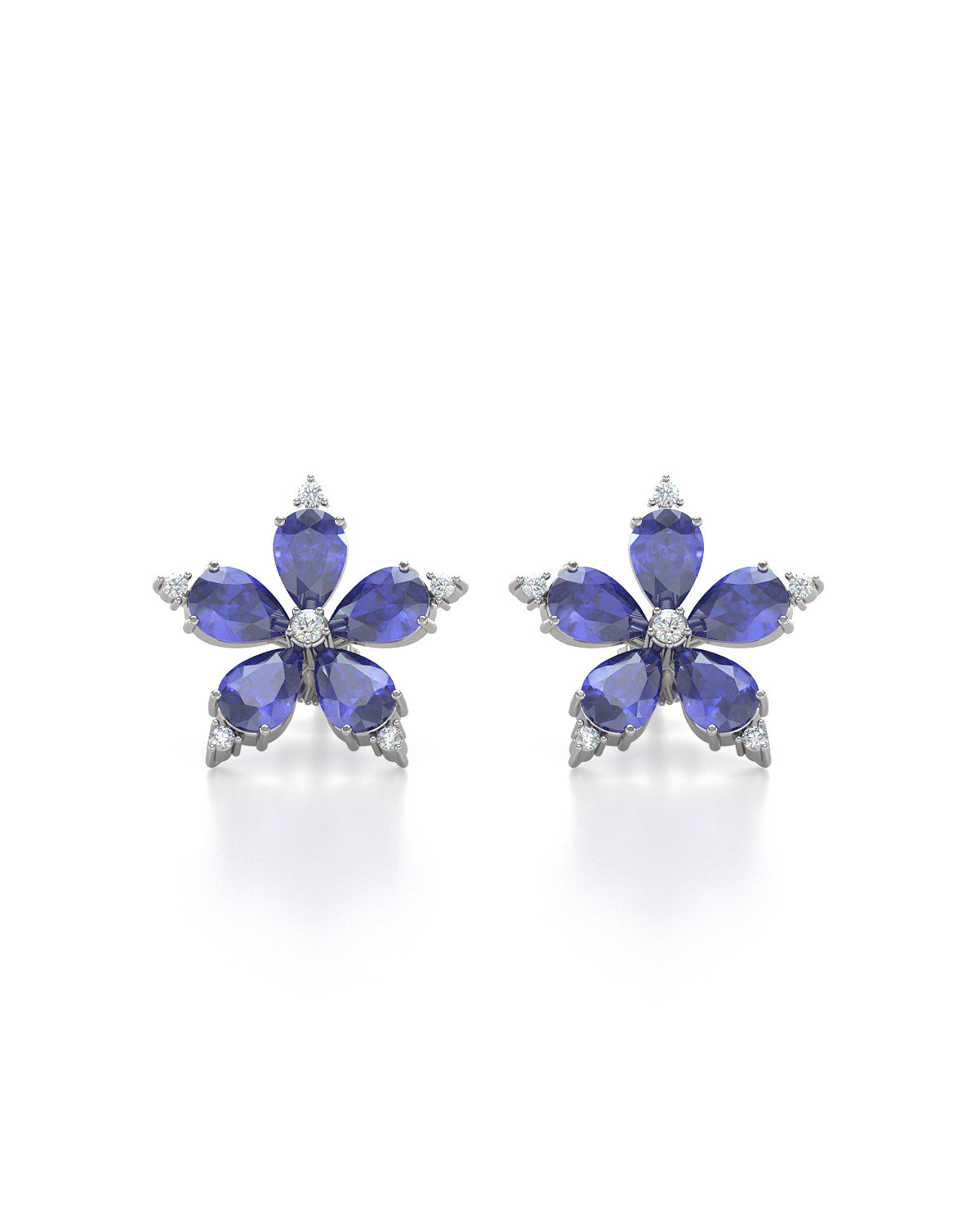 925 Silber Tanzanit Diamanten Ohrringe