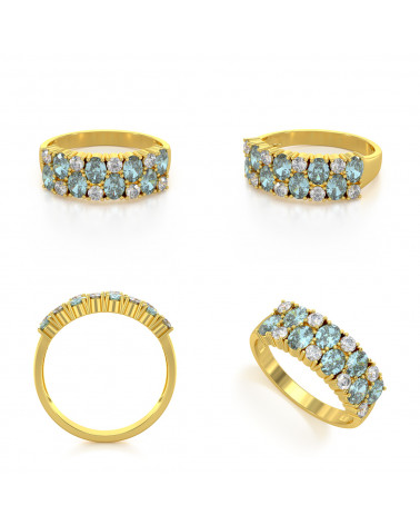 Gold Smaragd Diamanten Ringe 1.32grs