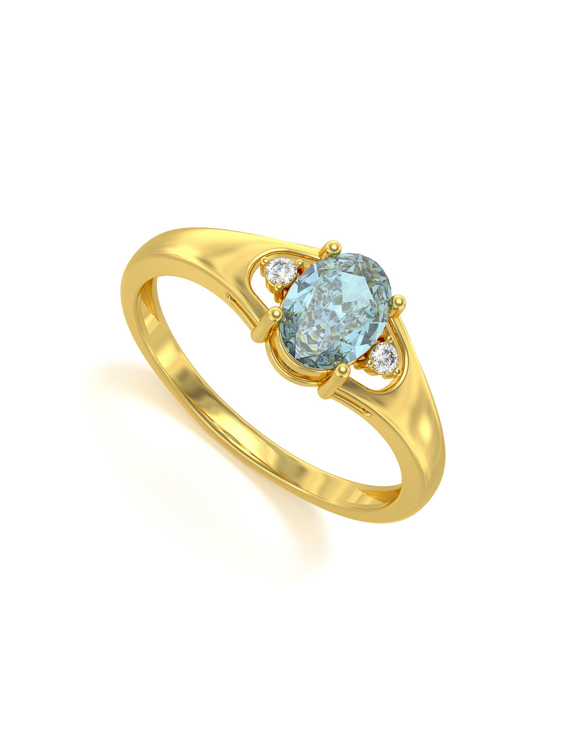 Gold Aquamarine Diamonds Ring 1.382grs