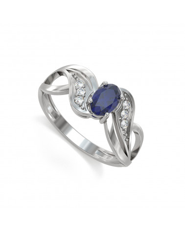 Bague Or Blanc Saphir et diamants 2.09grs