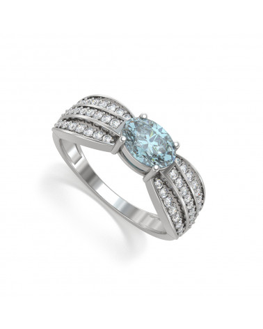 925 Silver Emerald Diamonds Ring 2.89grs