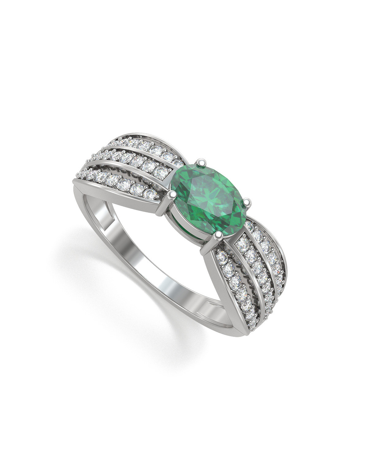 Gold Emerald Diamonds Ring 2.89grs