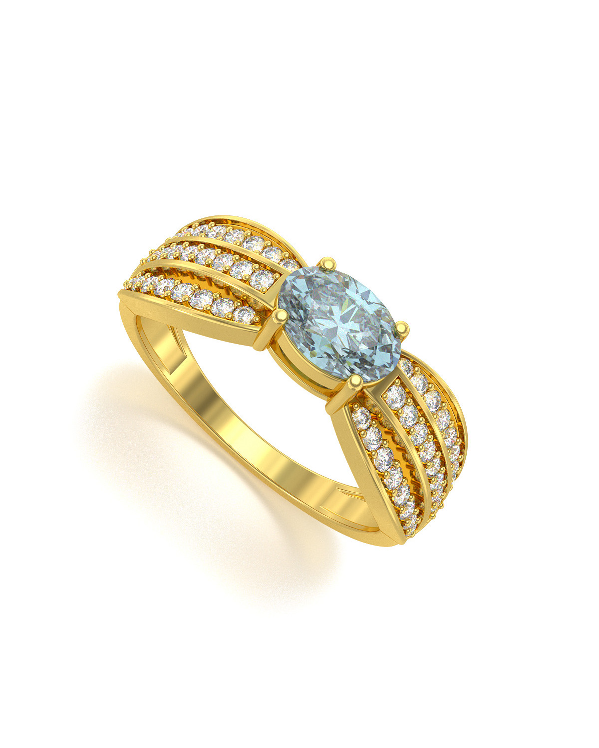 Gold Aquamarin Diamanten Ringe 2.89grs