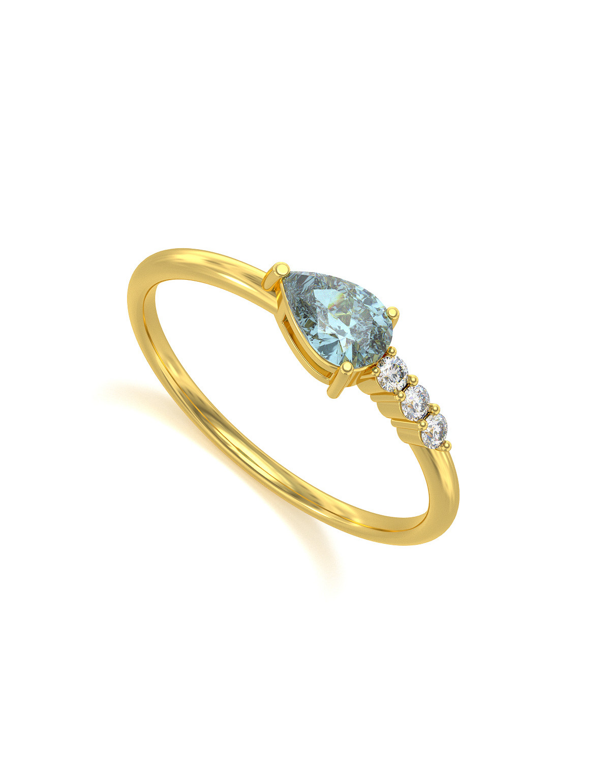 Gold Aquamarine Diamonds Ring 1.176grs
