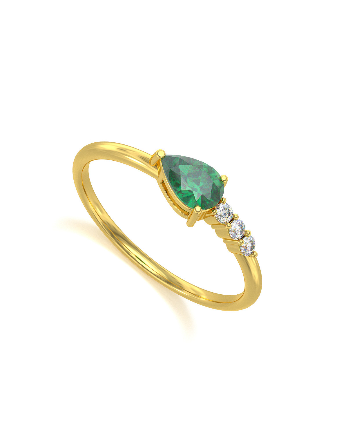 Gold Smaragd Diamanten Ringe 1.176grs