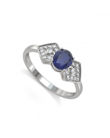Bague Or Blanc Saphir et diamants 2.234grs