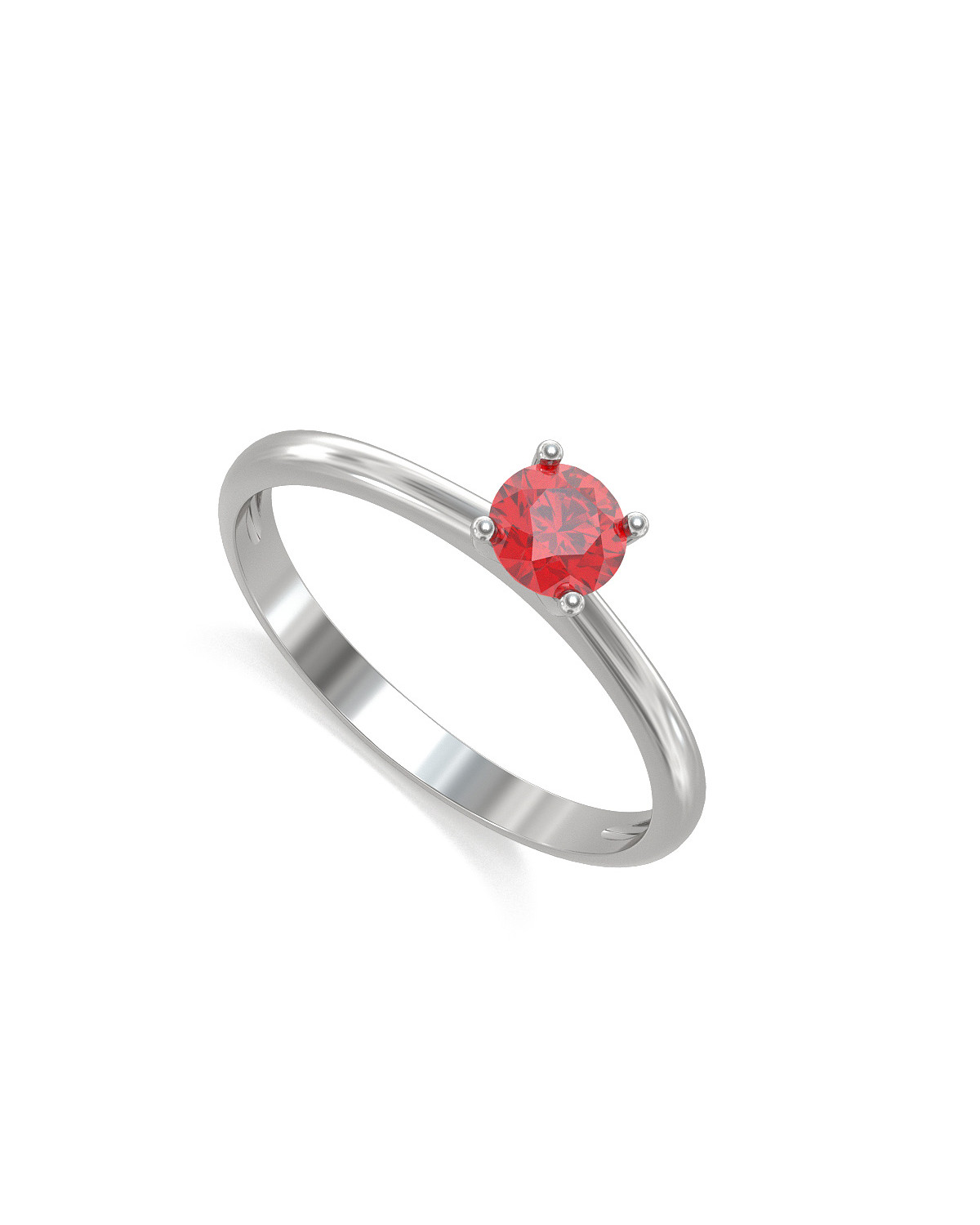 Bague Solitaire Or Blanc Rubis 1.59grs