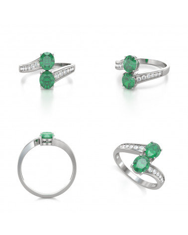 Full view of the CALINE Duo Emerald Ring – March Birthstone