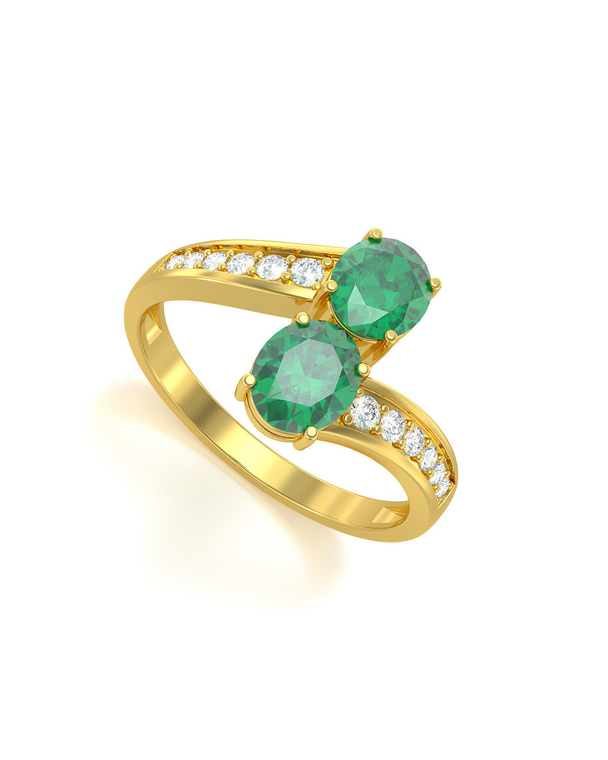 Gold Smaragd Diamanten Ringe 2.546grs