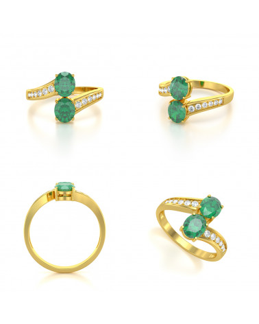 Gold Emerald Diamonds Ring 2.546grs ADEN - 2