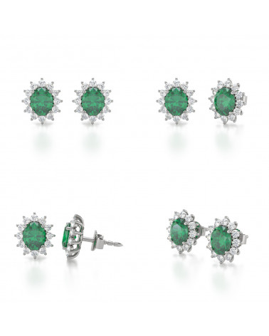 14K Gold Emerald Earrings ADEN - 2