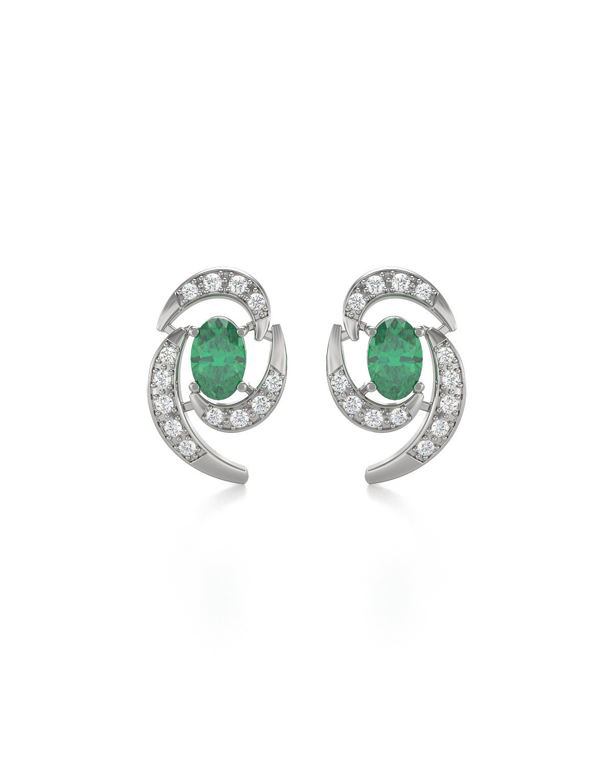 925 Silber Smaragd Diamanten Ohrringe