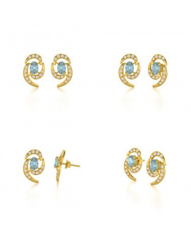 14K Gold Aquamarine Earrings ADEN - 2