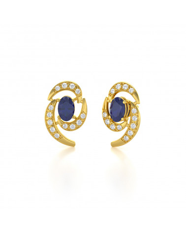 14K Gold Sapphire Earrings ADEN - 3